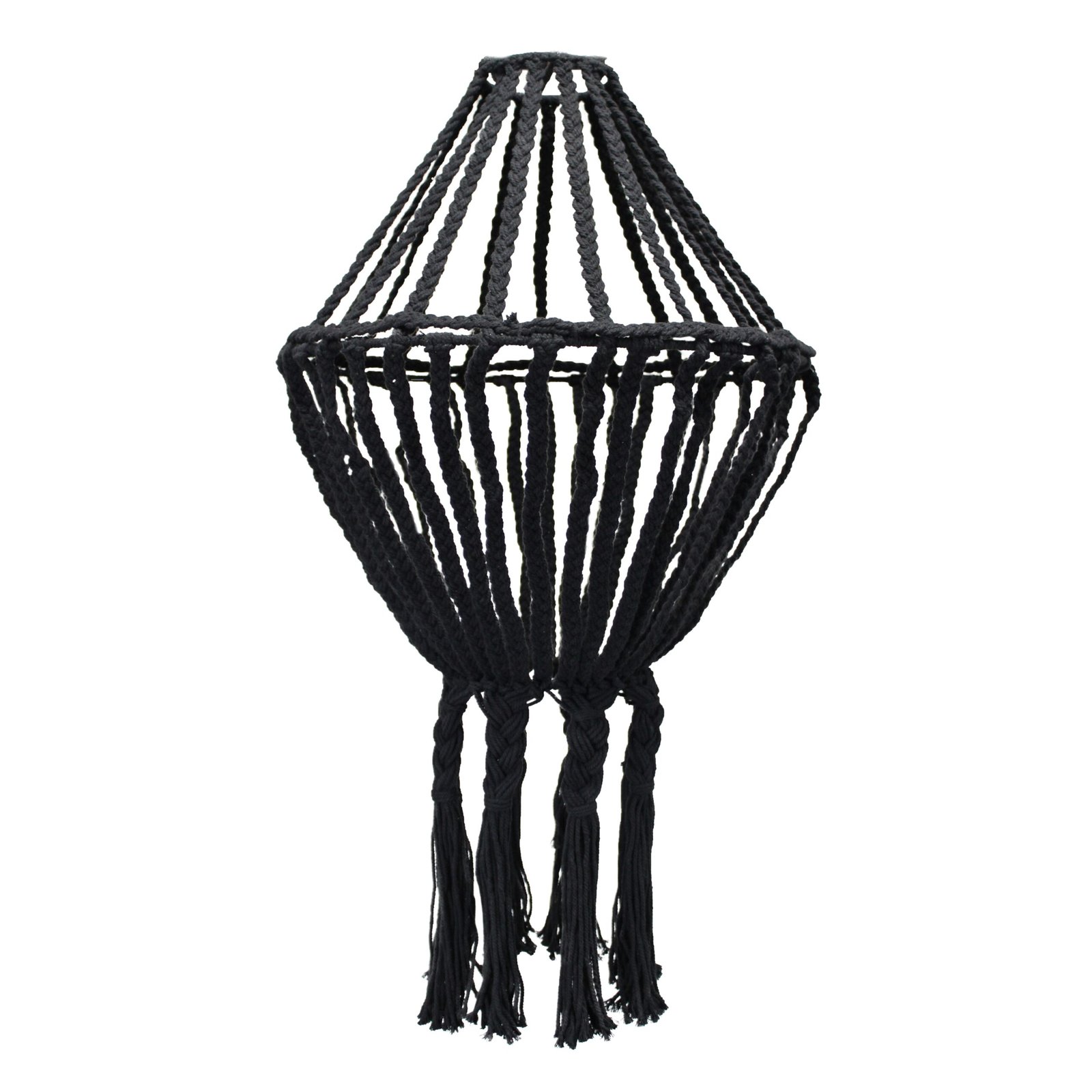 bG9jYWw6Ly9tZWRpYS85Sy9DRC82MFIzMEMxRzZSU0tDRDlLL2UwNGQyYTcyLmpwZWc.jpg Ancient Wisdom Black Macrame Large Drop Cotton Chandelier - Image 1