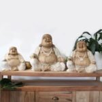 Ancient Wisdom Handcrafted Whitewash Wooden Happy Buddha Statue - 40cm - Image 3