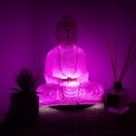 Ancient Wisdom Lavender Cherry Crackle Buddha Lamp – Oval Stand - Image 2