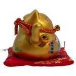 Ancient Wisdom Ceramic Money Cat Bank - Gold On Cushion - Image 3
