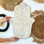Ancient Wisdom Whitewash Mango Wood Hamsa Wall Plaque - Image 4