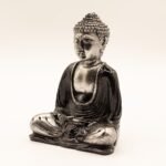 Ancient Wisdom Medium Black & Grey Hand Painted Resin Buddha Figurine - Image 5