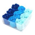 Ancient Wisdom Set of 9 Soap Flower Blue Wedding Roses Square Box - Image 2