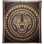 Ancient Wisdom Black & Gold Double Cotton Bedspread + Wall Hanging – Hamsa