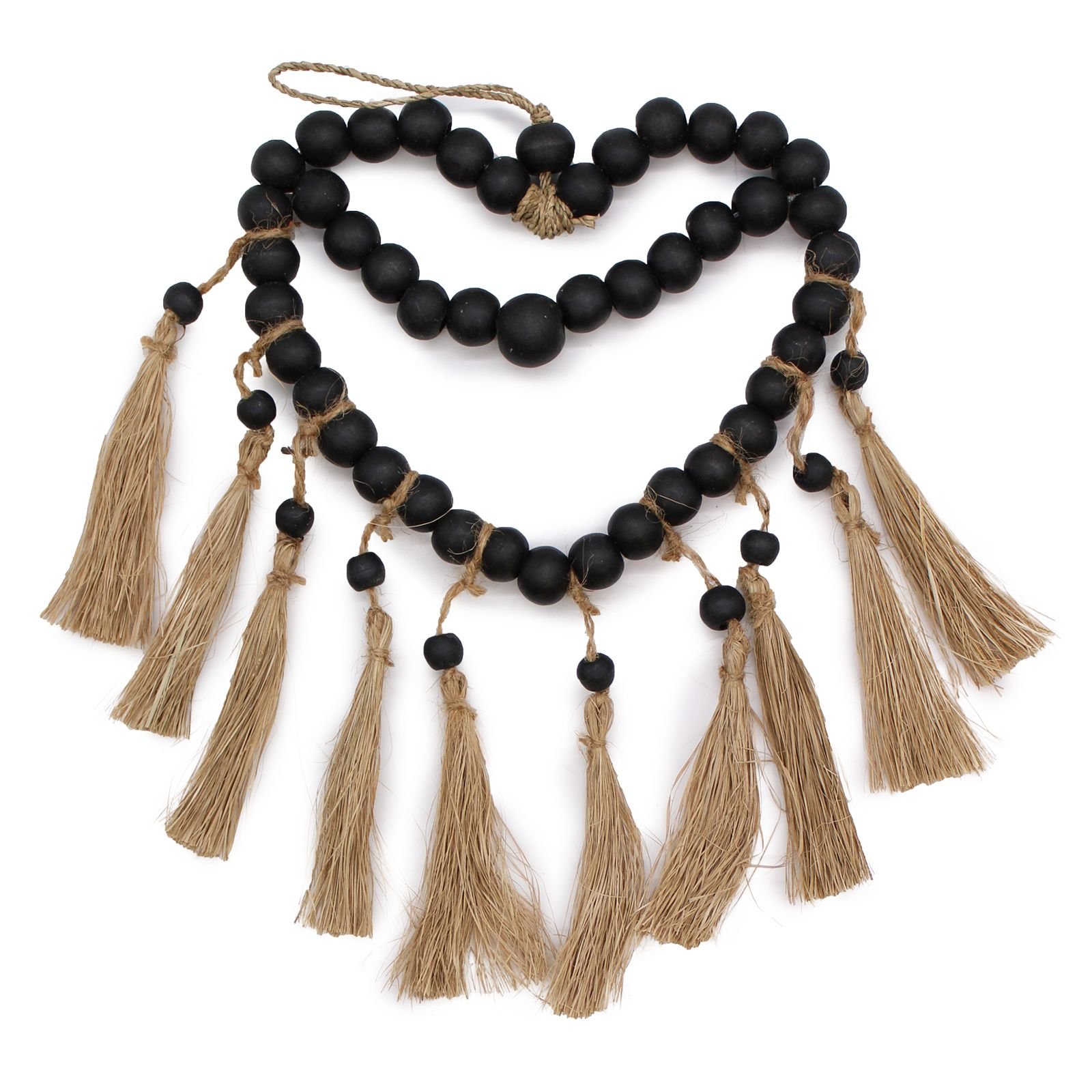bG9jYWw6Ly9tZWRpYS85Ti80Qy82MFIzMEMxRzZSVEs0QzlOL2E5ZWU1ZTRkLmpwZWc.jpg Ancient Wisdom Small Bead Heart Mobil Seagrass Wall Decor - 27x20cm - Image 1