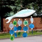 Ancient Wisdom Aqua Fish Carving & Copis Drop Wind Chime