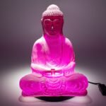 Ancient Wisdom Lavender Cherry Crackle Buddha Lamp – Oval Stand - Image 3