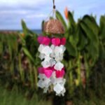 Ancient Wisdom Coconut & Capiz Pink & White Mix Shapes Wind Chime - Image 3