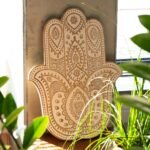 Ancient Wisdom Whitewash Mango Wood Hamsa Wall Plaque - Image 3