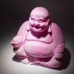 Ancient Wisdom Dragonfruit Laughing Buddha Lamp – Round Stand - Image 5