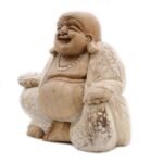 Ancient Wisdom Handcrafted Whitewash Wooden Happy Buddha Statue – 30cm - Image 3