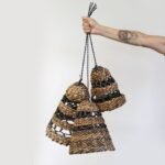 Ancient Wisdom Set of 3 Natural Banana Leaf & Hitam Raffia Lamp Shades - Image 3