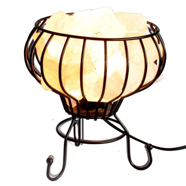 Ancient Wisdom Black Low Salt Rock Brazier Iron Lamp + White Salt Chunks
