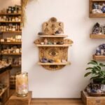 Ancient Wisdom Hamsa Shaped 3 Tier Carved Wooden Wall Shelf - Image 3