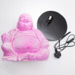 Ancient Wisdom Dragonfruit Laughing Buddha Lamp – Round Stand - Image 6