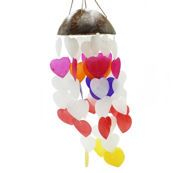 Ancient Wisdom Coconut & Capiz Big Hearts Wind Chime