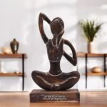 Ancient Wisdom Wooden Yoga Lady Figurine (Cow Face Pose) – Antique – Stretch Into Your Strength - Image 2