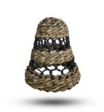 Ancient Wisdom Set of 3 Natural Banana Leaf & Hitam Raffia Lamp Shades - Image 4