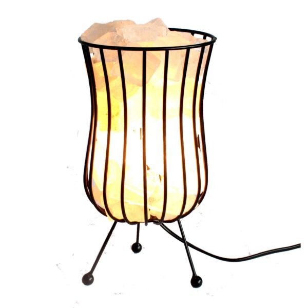 Ancient Wisdom Tall Black Salt Rock Brazier Iron Lamp + White Salt Chunks