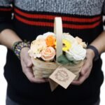 Ancient Wisdom Medium Orange Bouquet Soap Flowers In Wicker Basket - Image 2