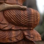 Ancient Wisdom Hand Carved Suar Wood Hand Down Buddha Statue – 40cm - Image 2
