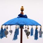 Ancient Wisdom Blue 40cm Bali Home Decor Cotton Parasol - Image 2
