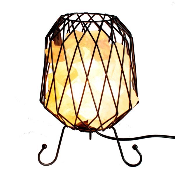 Ancient Wisdom Black Mesh Salt Rock Brazier Iron Lamp + White Salt Chunks