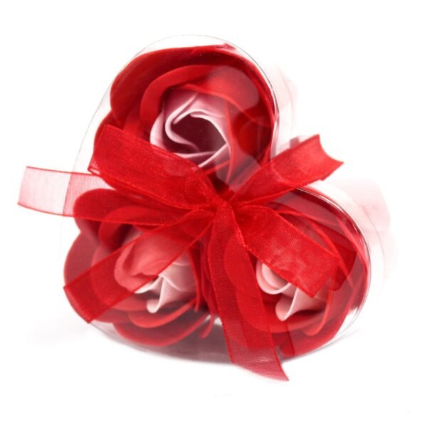 Ancient Wisdom Set of 3 Soap Flower Red Roses Heart Box