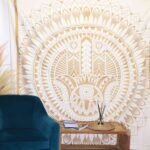Ancient Wisdom White & Gold Double Cotton Bedspread + Wall Hanging - Hamsa - Image 2
