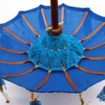 Ancient Wisdom Turquoise 40cm Bali Home Decor Cotton Parasol - Image 2