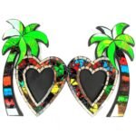 Ancient Wisdom Large Handmade Coconut Mosaic Heart Double Picture Frames - Image 4