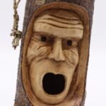 Ancient Wisdom Tree Trunk Face Wooden Bird House – Grumpy Old Man - Image 4