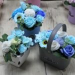Ancient Wisdom Soothing Blues Soap Flowers Bouquet Petite Basket - Image 2