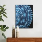 Ancient Wisdom Blue Half Buddha Mandala Canvas Wall Art - 60x80cm - Image 2