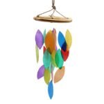 Ancient Wisdom Colourful Rainbow Leaf & Bamboo Drop Wind Chime