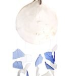 Ancient Wisdom Blue & White Copis & Glass Drop Wind Chime - Image 4