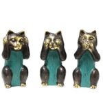 Ancient Wisdom Set of 3 See No, Hear No, Speak No Evil Brass Cats