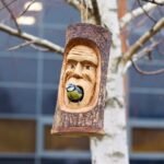 Ancient Wisdom Tree Trunk Face Wooden Bird House – Grumpy Old Man - Image 5