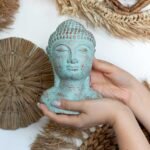 Ancient Wisdom Tranquility Buddha Head – Green Copper - Image 4