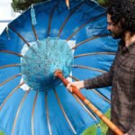 Bali Patio Parasol - Cotton - Turquoise Decor - 1.5m - Image 2