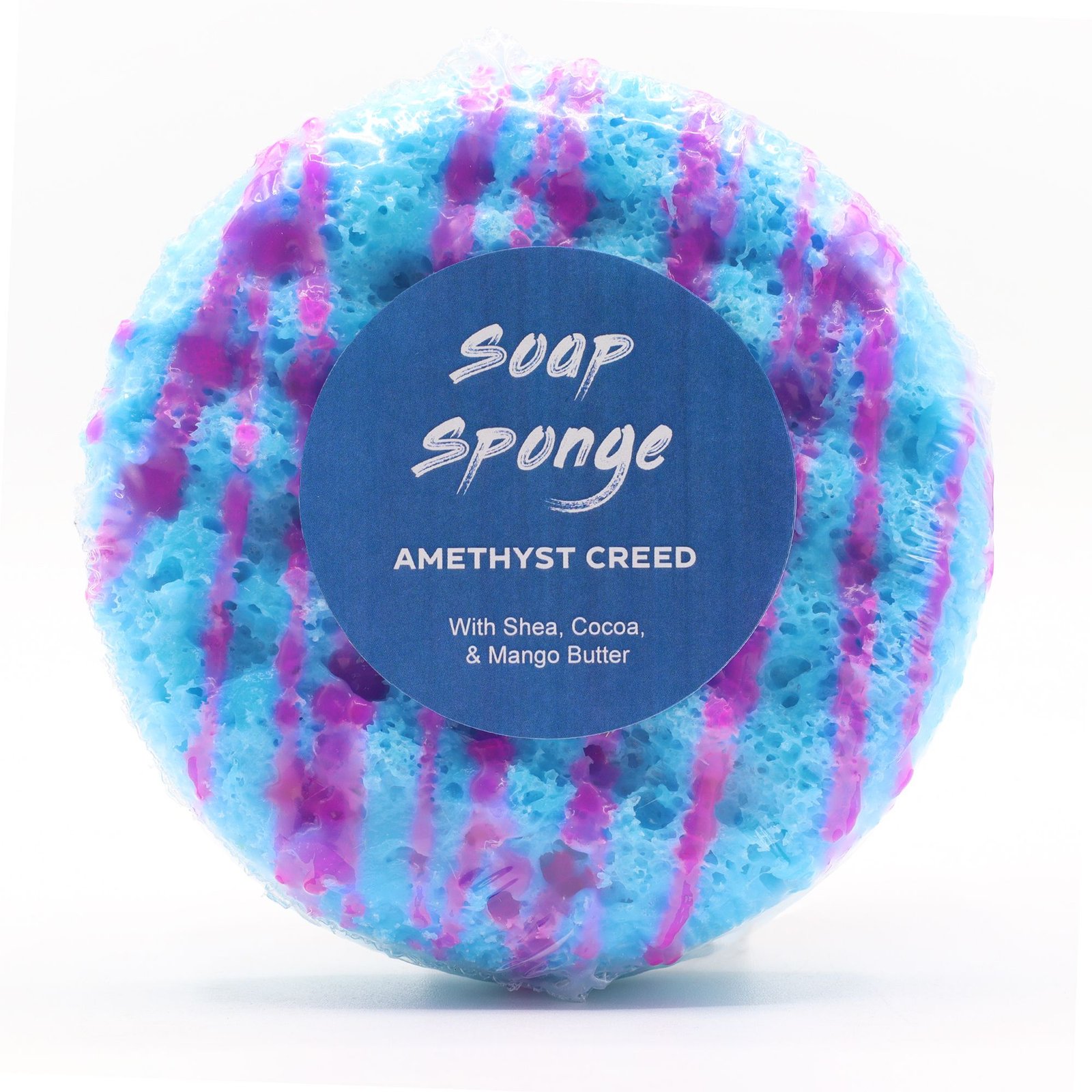 bG9jYWw6Ly9tZWRpYS8xSC9HRC82MFIzMEMxSjY4VjNHRDFIL2JlYjNkZWE2LmpwZw.jpg Ancient Wisdom Amethyst Creed Shea Butter Bubble Soap Sponge - Image 1