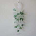Ancient Wisdom Green & White Copis & Glass Drop Wind Chime - Image 2