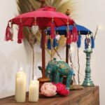 Ancient Wisdom Pink 40cm Bali Home Decor Cotton Parasol - Image 5