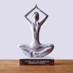 Ancient Wisdom Wooden Yoga Lady Figurine (Hands Up Pose) - Whitewash - Hands To The Heavens Embrace Peace - Image 2