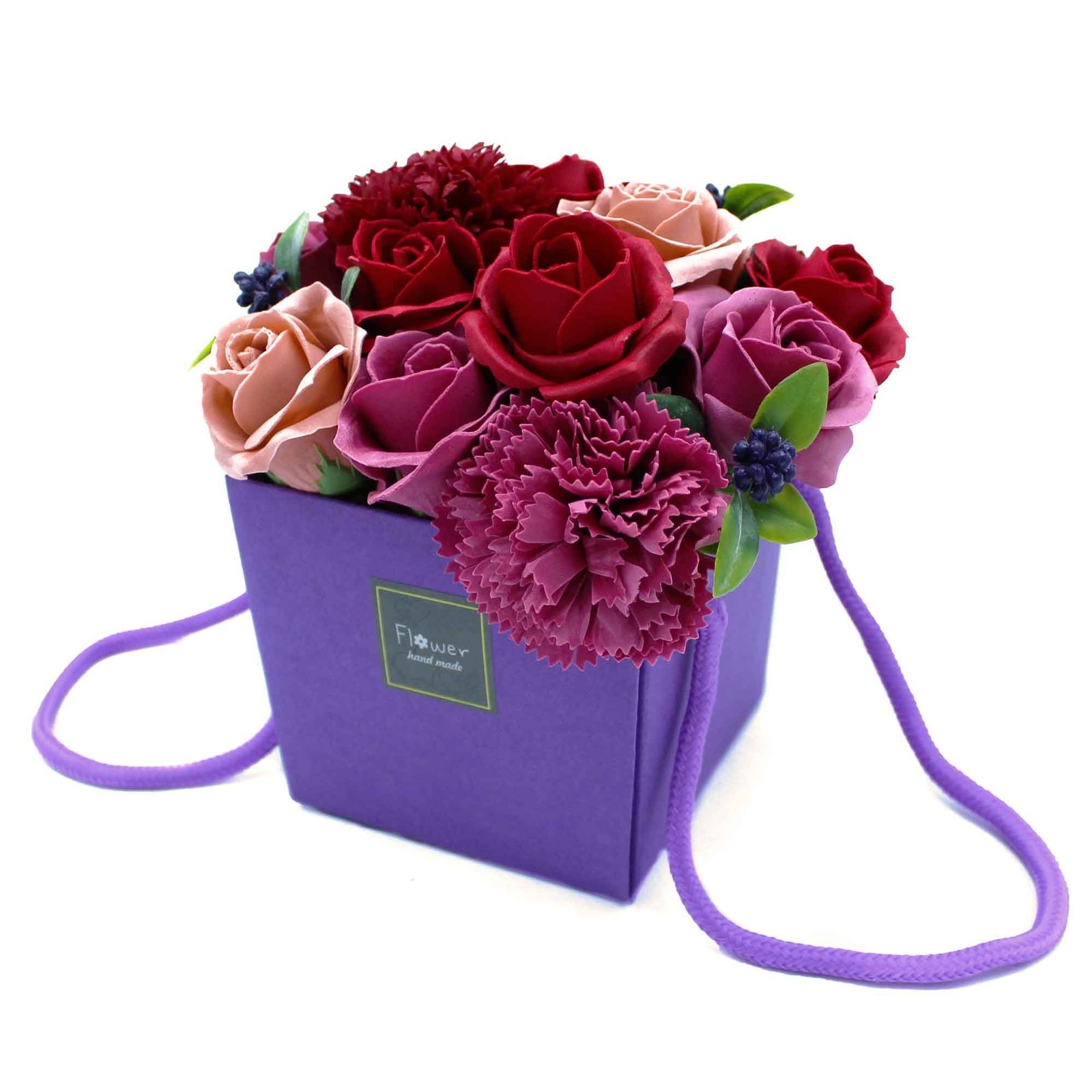 bG9jYWw6Ly9tZWRpYS8xSi9BRC82MFIzMEMxRzZHVjNBRDFKLzQzYTM5MzM0LmpwZWc.jpg Ancient Wisdom Purple Flower Garden Soap Flower Bouquet - Image 1