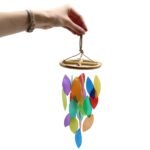 Ancient Wisdom Colourful Rainbow Leaf & Bamboo Drop Wind Chime - Image 3