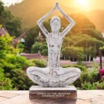 Ancient Wisdom Wooden Yoga Lady Figurine (Hands Up Pose) - Whitewash - Hands To The Heavens Embrace Peace - Image 3