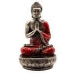 Ancient Wisdom Medium Bali Hand Painted Buddha Candle Holder – Red
