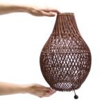 Ancient Wisdom Dark Brown Rattan Table Lamp - Image 4