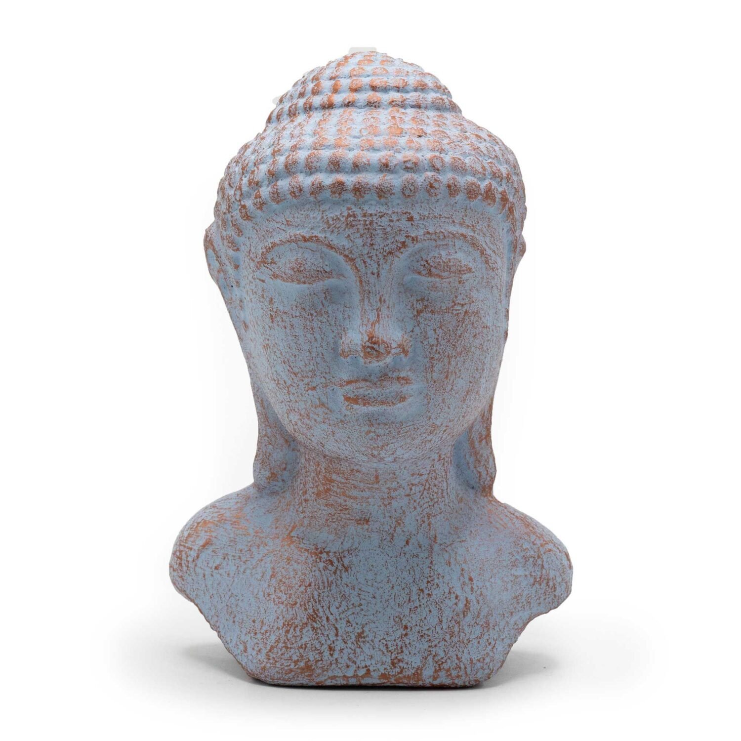 bG9jYWw6Ly9tZWRpYS8xSy9FQy82MFIzMEMxRzZXU0tFQzFLLzU5MjJmOGU2LmpwZWc.jpg Ancient Wisdom Tranquility Buddha Head - Blue Copper - Image 1